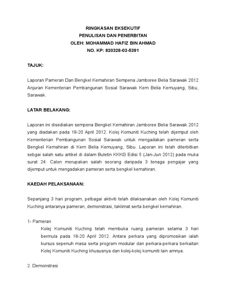 Ringkasan Eksekutif - Penulisan Dan Penerbitan | PDF