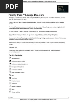Prioritypass Lounge Directory Pdf Airport Lounge Airport