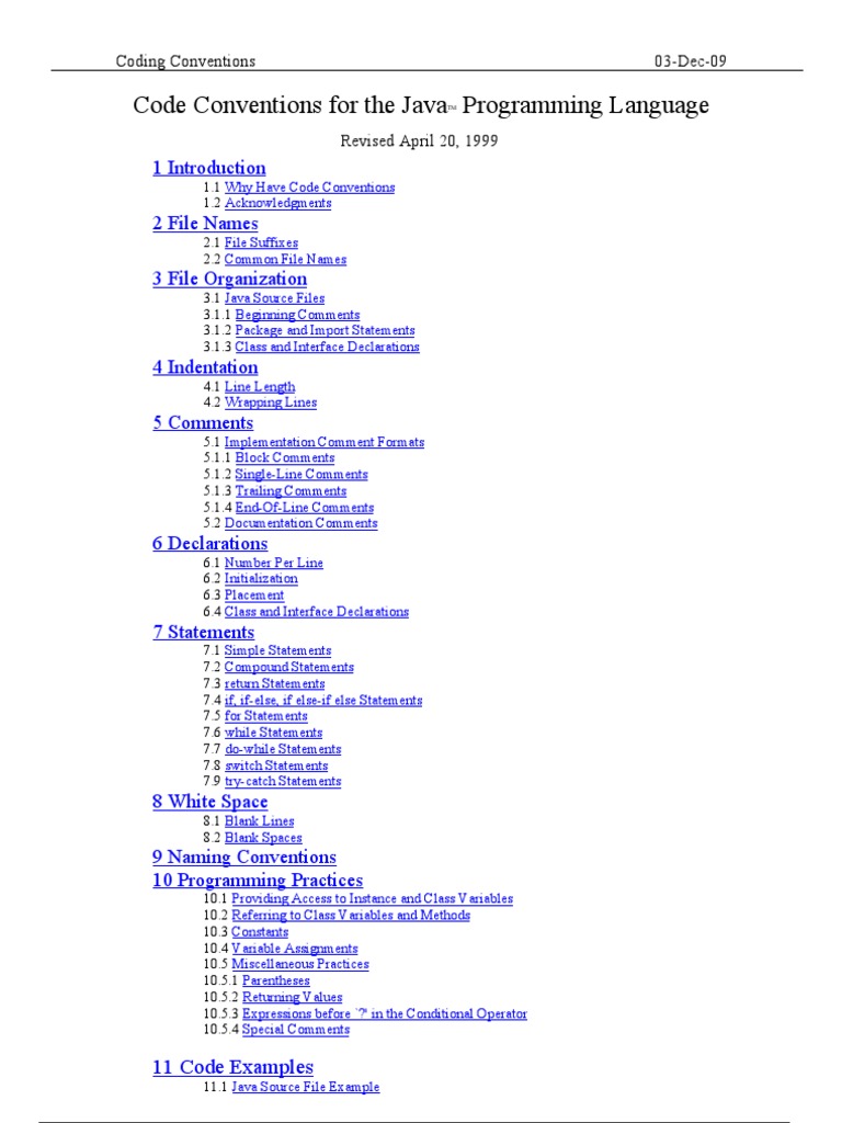 Code Conventions For The Java | Download Free PDF | Class (Computer ...
