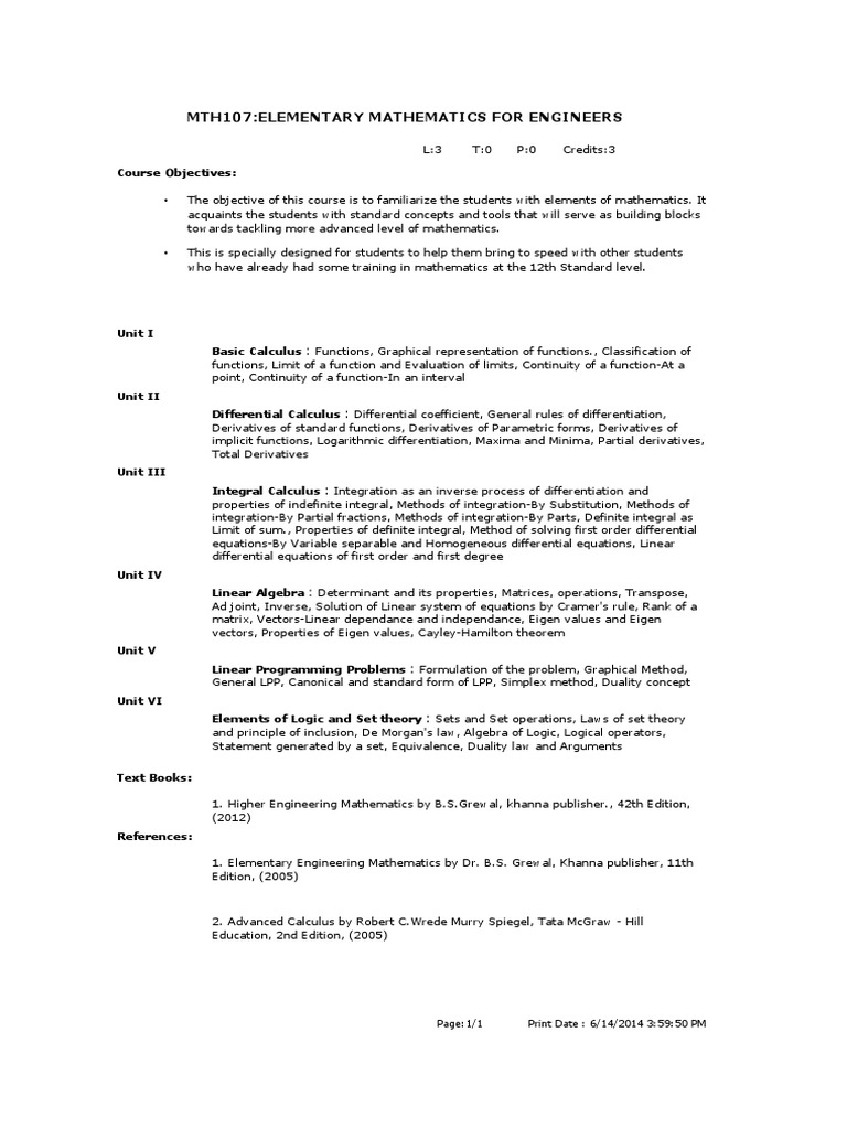 Math Basics for Engineering Students | PDF | Integral | Linear Programming