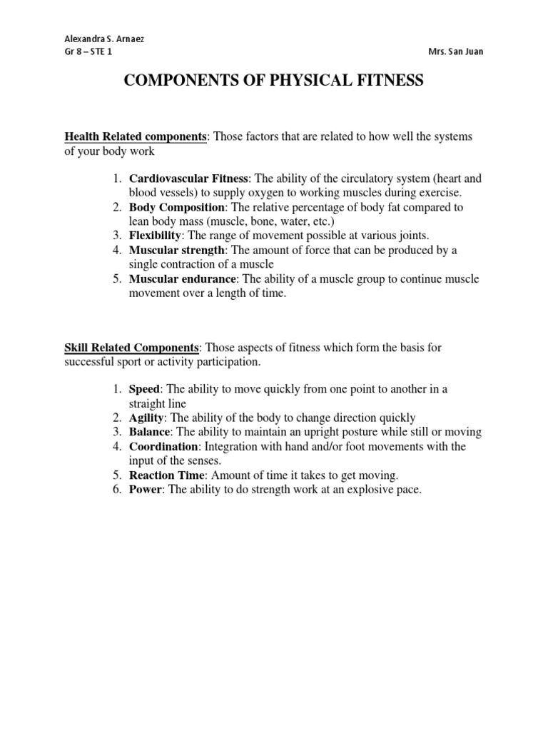 Components of Physical Fitness | PDF