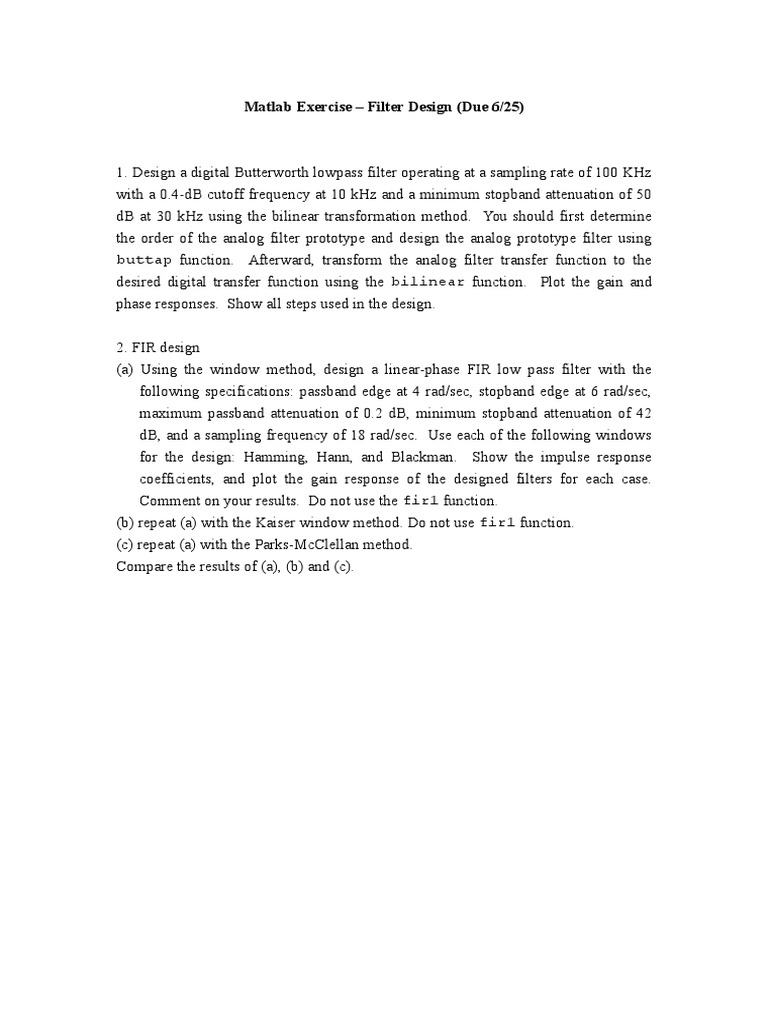 Matlab Exercise | PDF