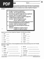 Significant Figures Worksheet