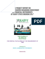 A Study On Consumer Behavior Regarding Investment On Financial Instruments at Karvy Stock Broking LTD