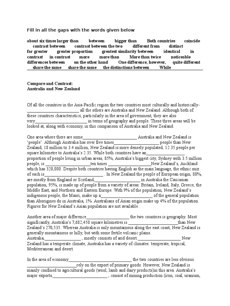 Essay compare and contrast two country picture