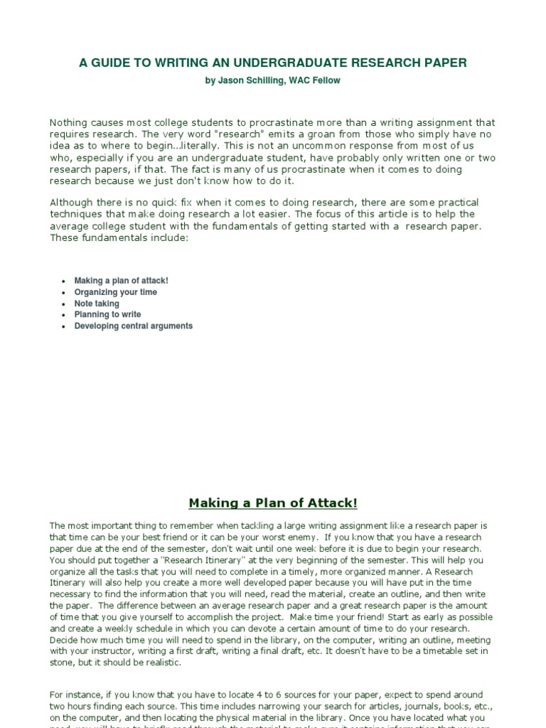 Undergraduate Research Paper Guide | PDF | Stereotypes | Argument