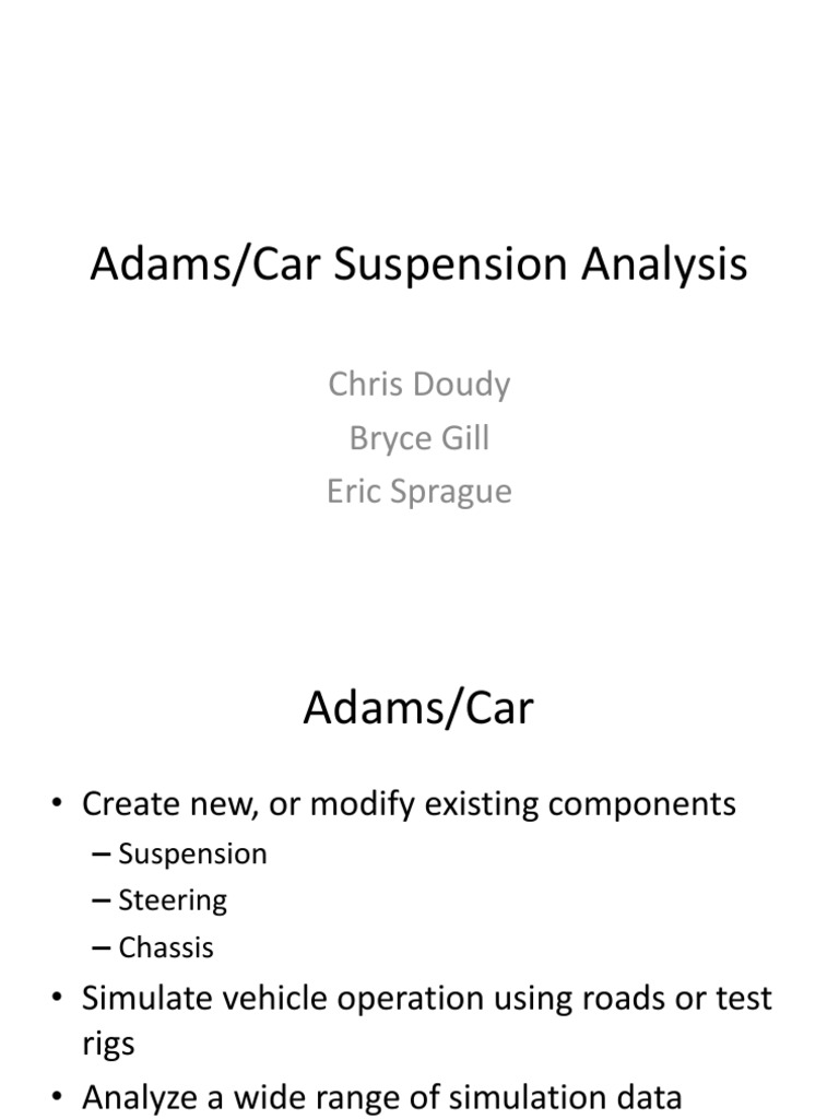 ADAMS CAR SUSPENSION ANALYSIS PDF intelligence overview