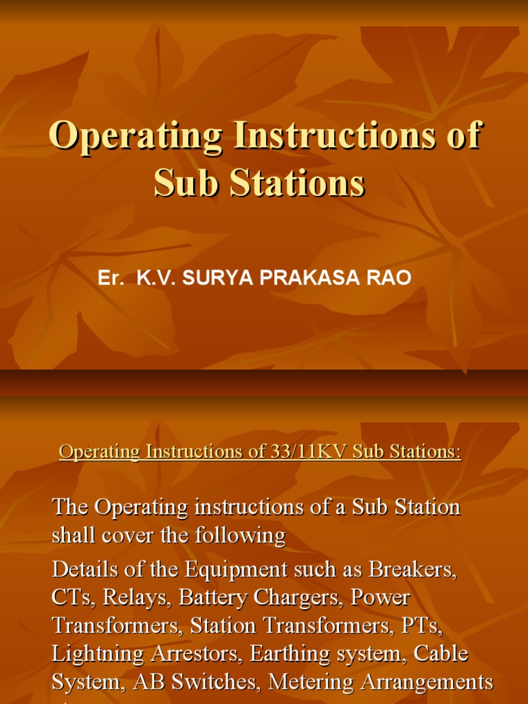 33/11KV Substation Operating Manual | PDF