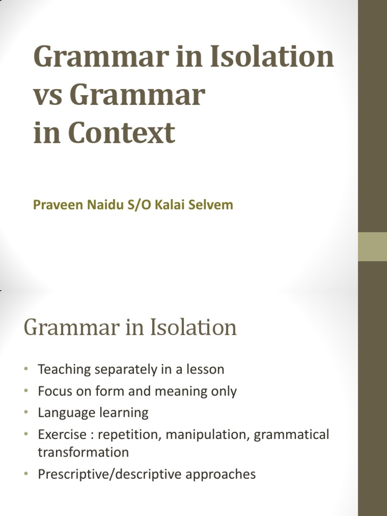 Isolation Vs Context | PDF