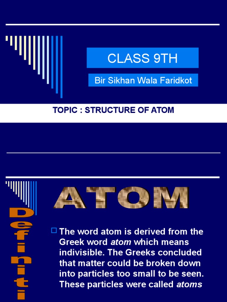 Structure of Atom and Subatomic Particles | PDF | Atoms | Atomic Nucleus