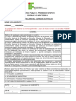 Formulario Da Entrega de Títulos Professor Eftivo 2014 PDF