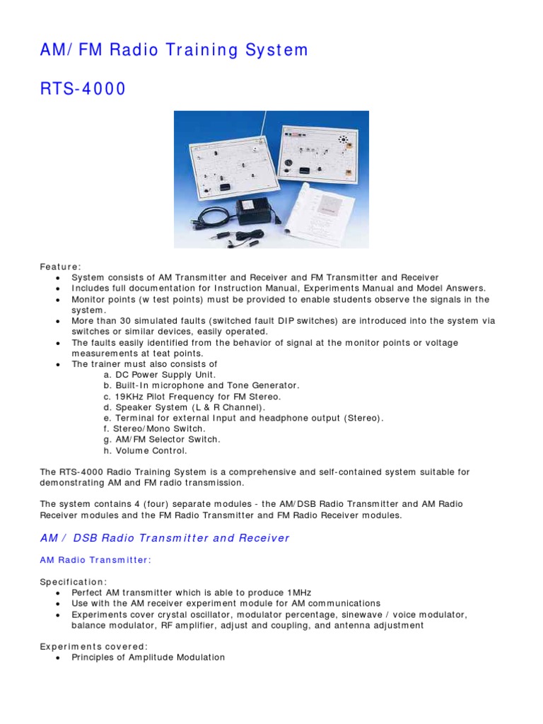 RTS-4000 AM/FM Radio Training System | PDF | Frequency Modulation ...