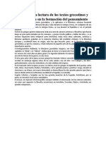 Análisis de La Lectura de Los Textos Grecotinos y Su Influencia en La Formación Del Pensamiento