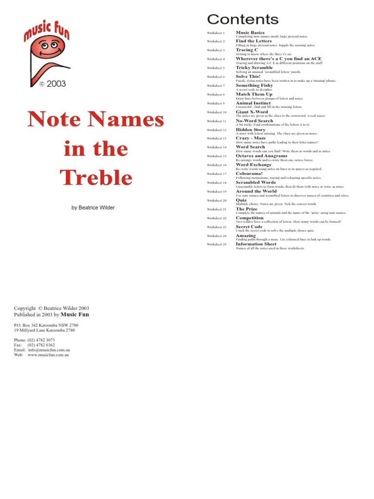 treble clef worksheets | Clef | Crossword