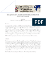 ELIAS, Denise. Relações Campo e Cidade, Reestruturação Urbana e Regional No Brasil.