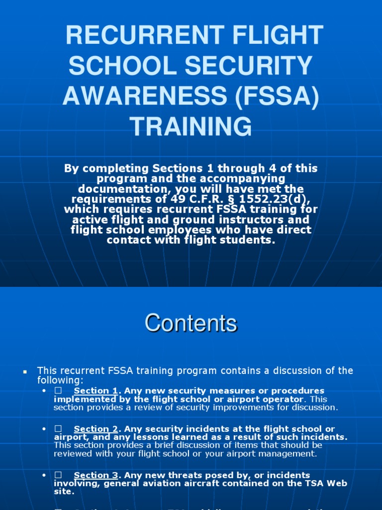 Recurrent TSA Training Federal Aviation Administration Flight