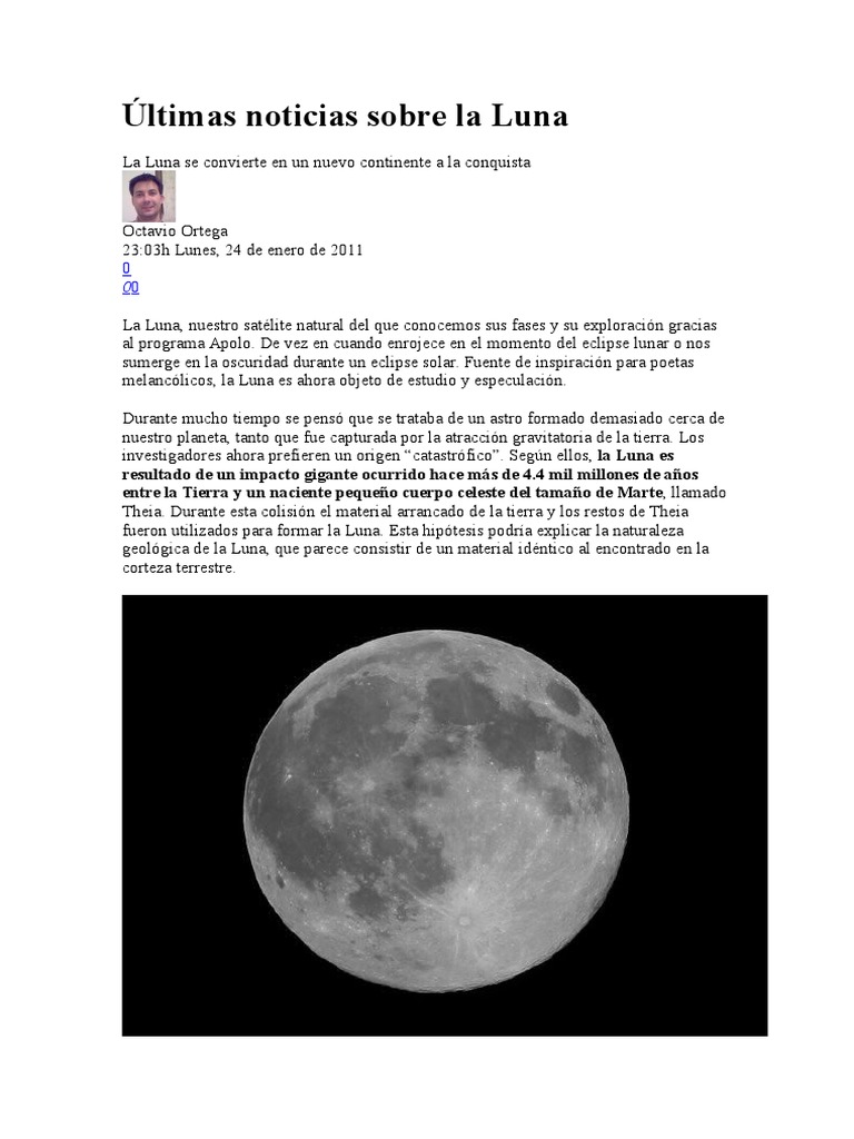 Últimas Noticias Sobre La Luna PDF Luna neanderthal