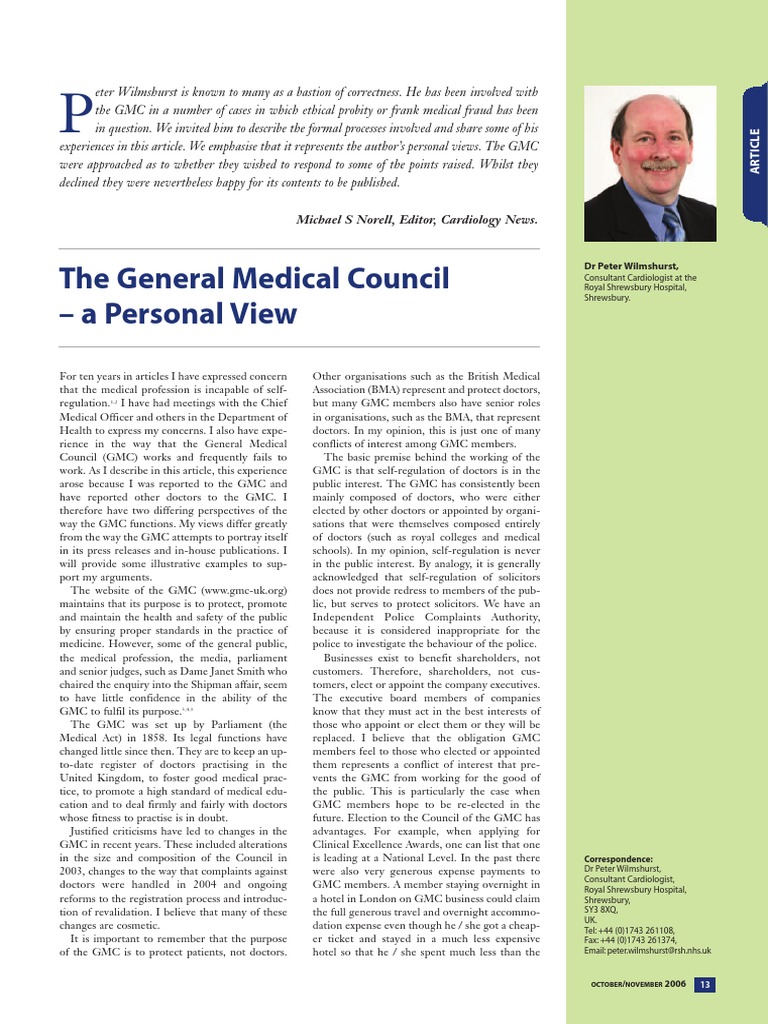 Critique of GMC Self-Regulation | PDF | Public Law | Medicine