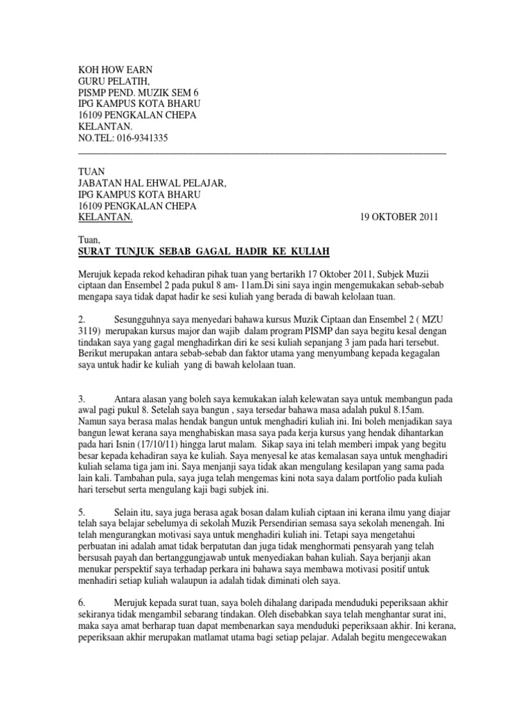 Surat Tunjuk Sebab Pdf