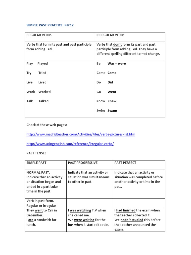 Simple Past Tense Practice Exercises | PDF | Goldilocks And The Three ...