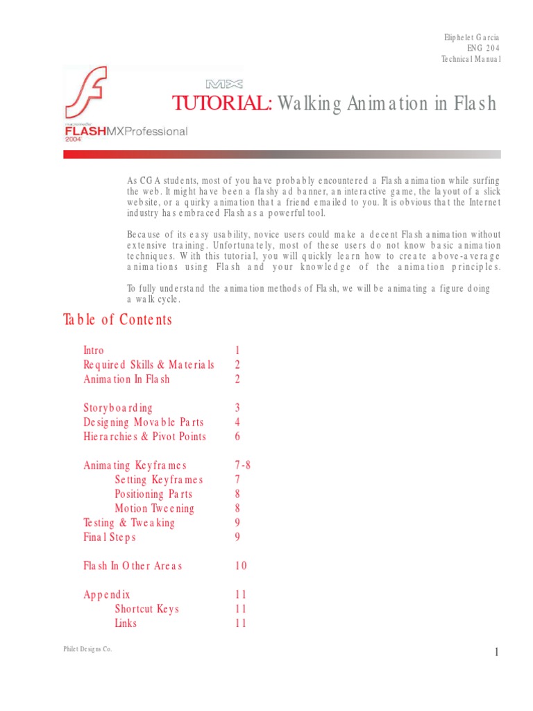 Flash Walking Animation Tutorial | PDF