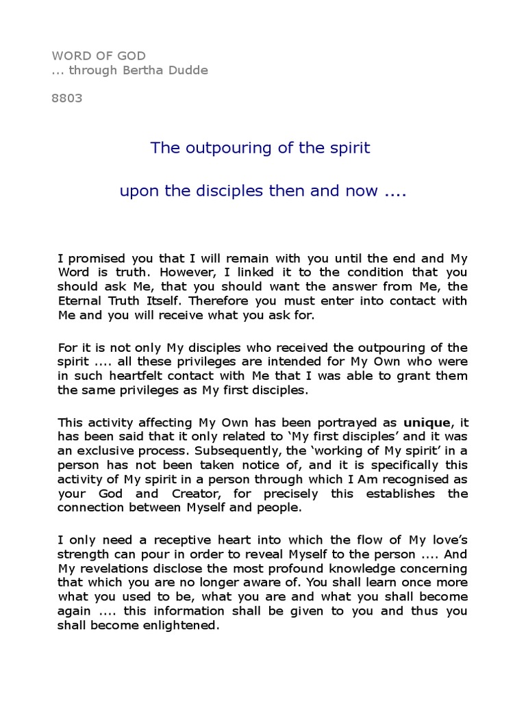 8803 The Outpouring of The Spirit Upon The Disciples Then and Now ...