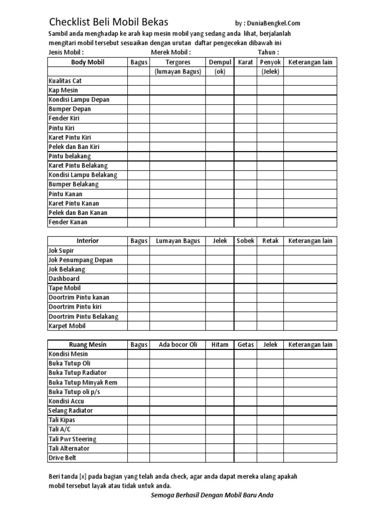 Checklist Beli Mobil PDF | PDF | Bisnis | Hukum