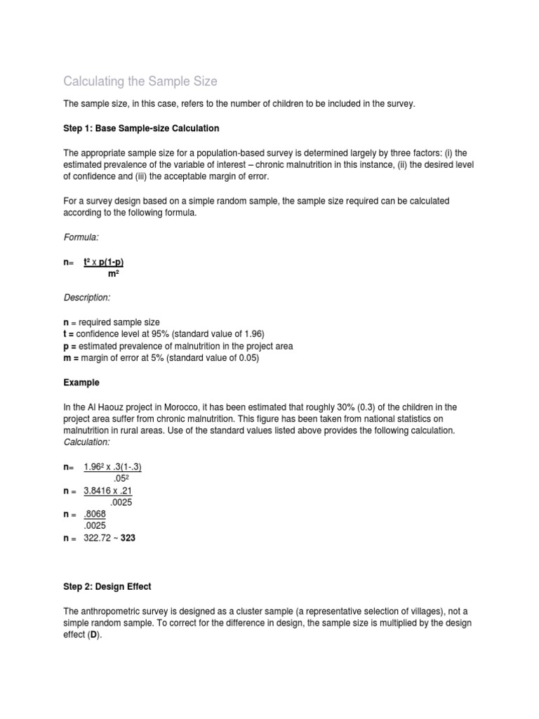 Sample Size Calculation for Surveys | PDF | Margin Of Error | Sample ...