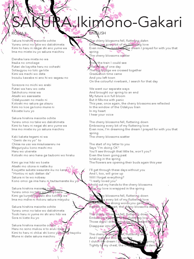 Ikimono Gakari Sakura Lyrics English