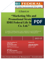  By Adarsh Mishra Report on Marketing Mix & Promotional Strategies at IDBI Federal Lfe Insurance Final Report