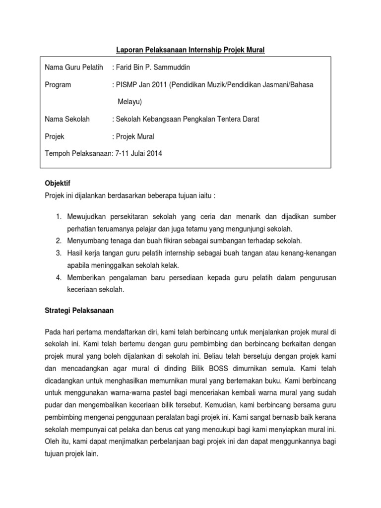 Laporan Pelaksanaan Internship Projek Mural