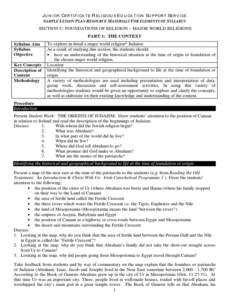 Lesson Plan Section C Part 1 PDF Canaan Abraham