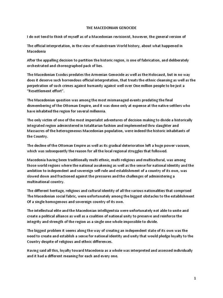 The Macedonian Genocide PDF Greece Macedonia (Ancient Kingdom)
