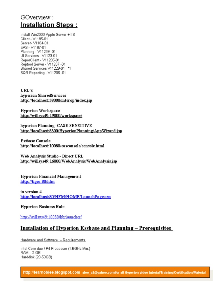 Hyperion Installations.1.0 | PDF | Internet Information Services ...