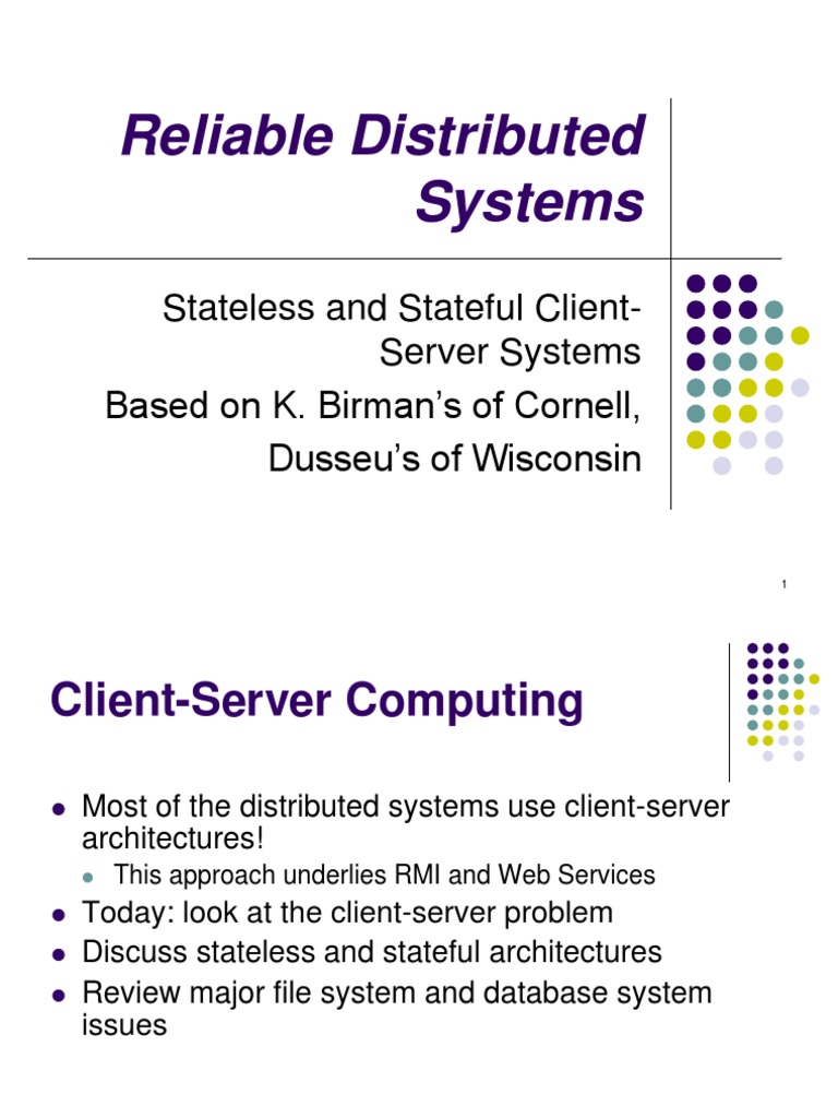 Reliable Distributed Systems | PDF | Client–Server Model | File System