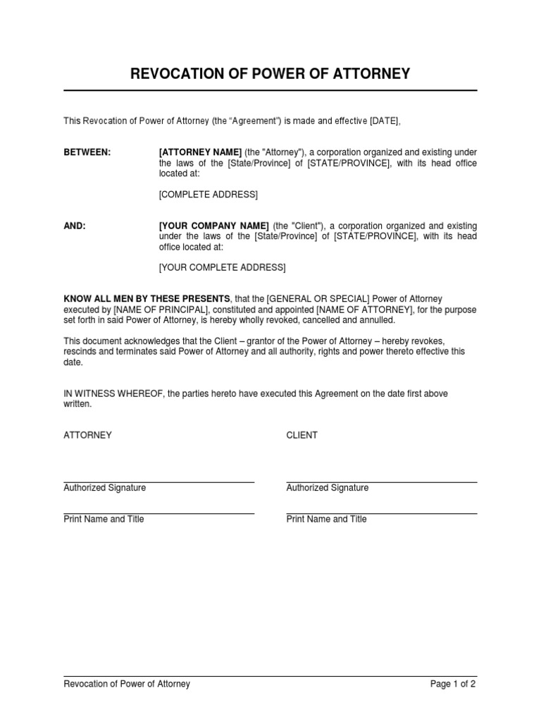 Revocation of Power of Attorney | PDF | Power Of Attorney | Notary Public