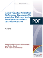 AANDC... Annual Report On The State of Performance Measurement in Aboriginal Affairs... For 2011-12 and 2012-13