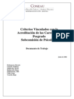 Criterios Vinculados Con La Acreditación de Las Carreras de Posgrado Subcomisión de Psicología