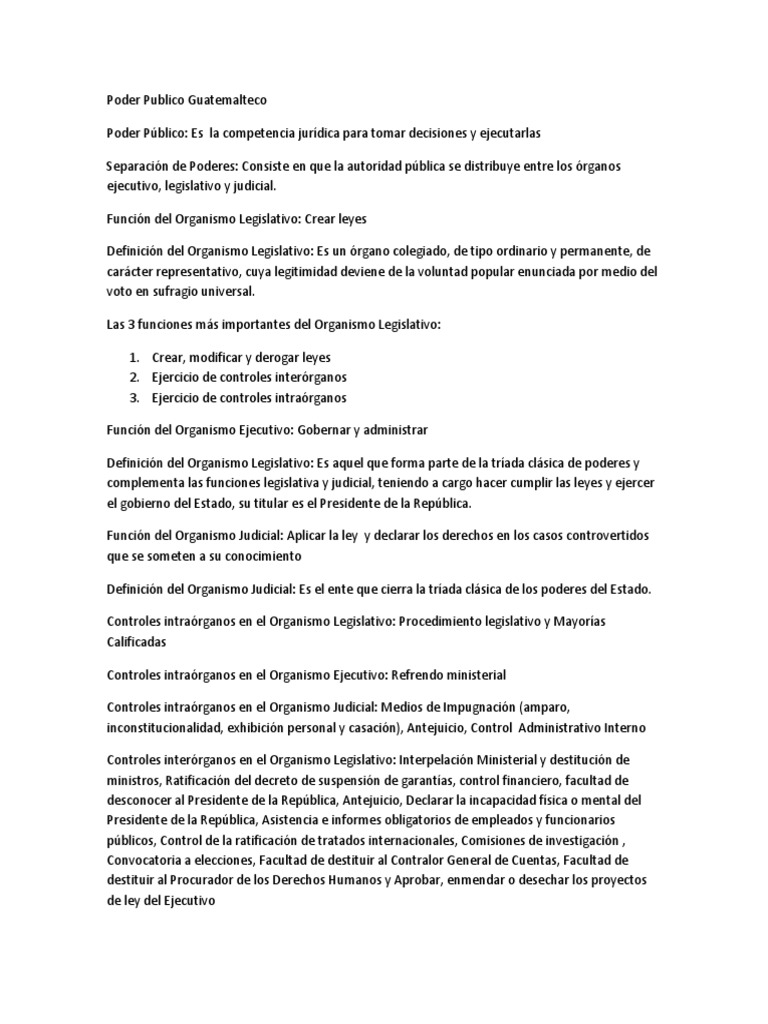 Estructura del Poder Público en Guatemala | PDF | Ley procesal ...