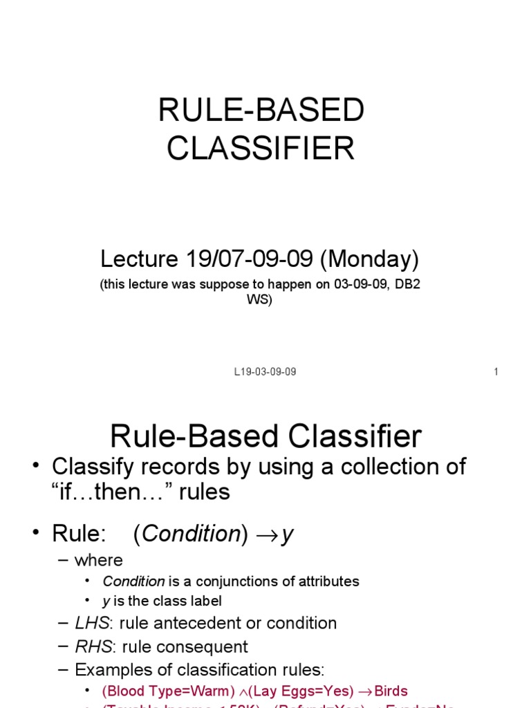 Rule-Based Classifier Overview | PDF | Reptile | Mammals