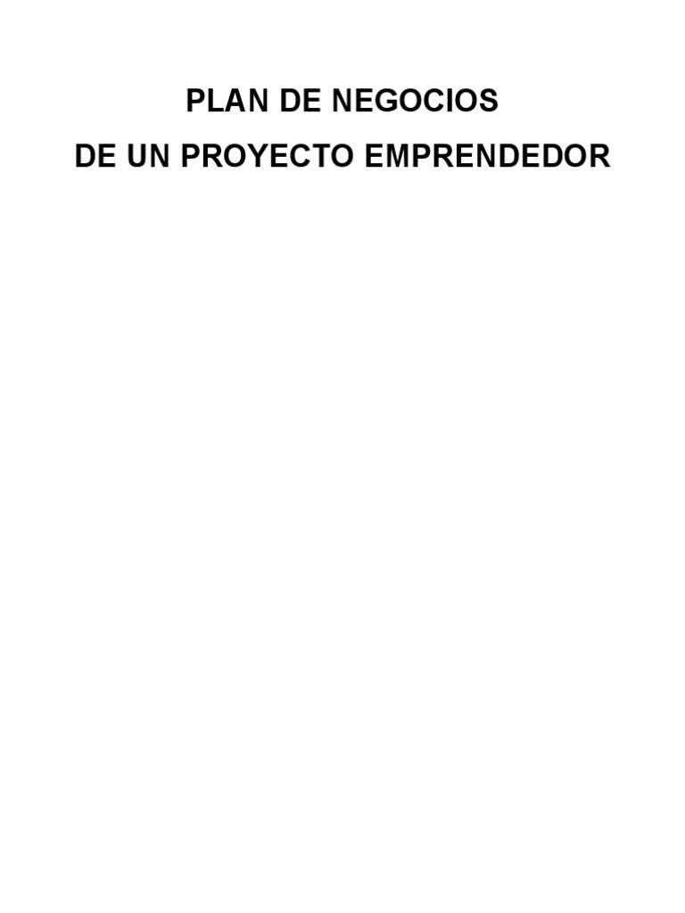 Plan de Negocios de Un Proyecto Emprendedor | PDF | Oferta (economía ...