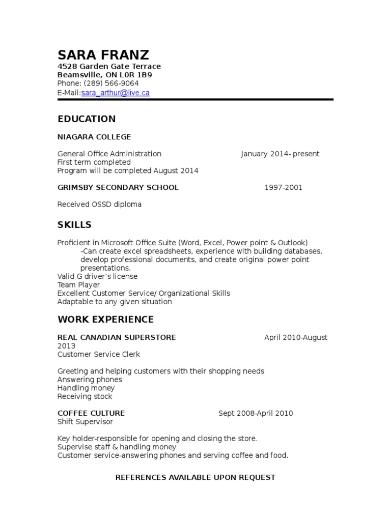 Office Administration Resume of Sara Franz | PDF | Computers