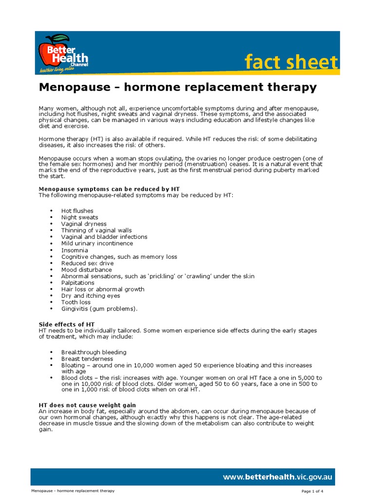 Menopause Hormone Replacement Therapy | PDF | Menopause | Hormone ...