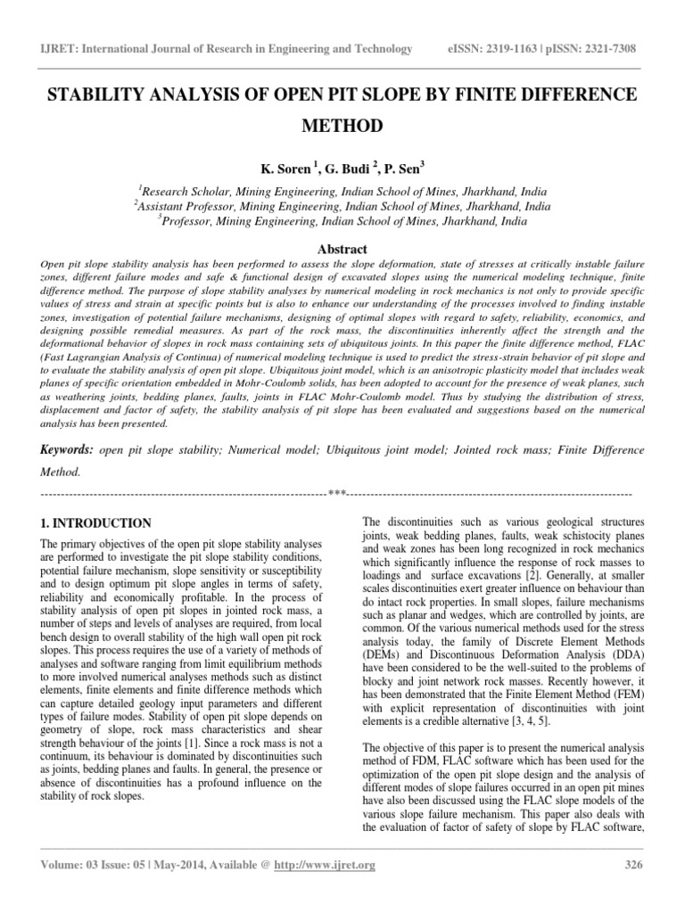 Stability Analysis of Open Pit Slope by Finite Difference Method | PDF ...