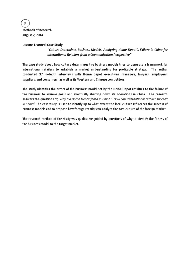 Lessons Learned: Case Study | PDF | Business