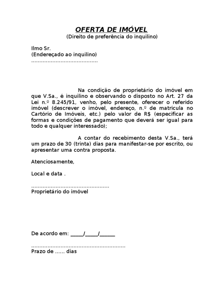 DIREITO DE PREFERÊNCIA PARA COMPRA DE IMÓVEL