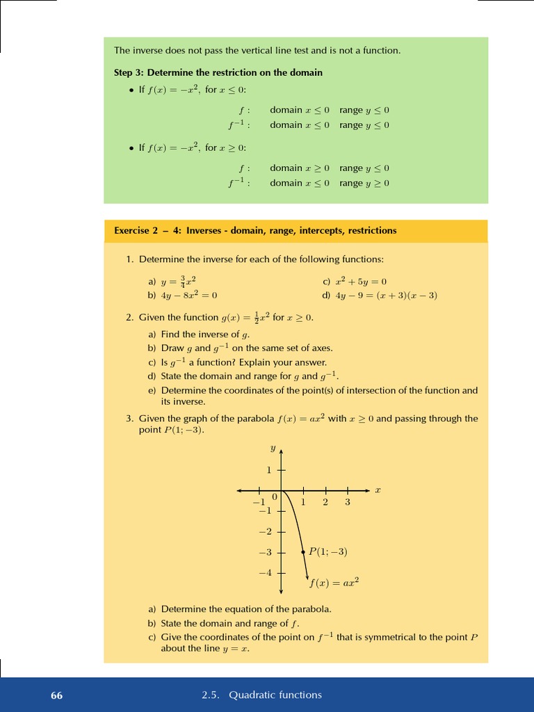 Inverses of Quadratic Functions Explained | PDF