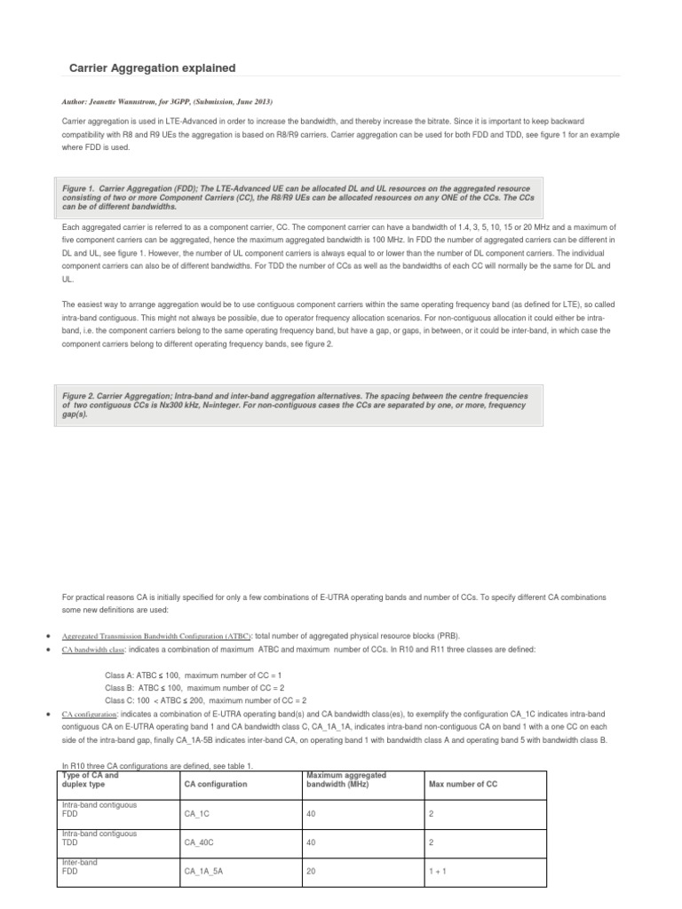 Carrier Aggregation Explained PDF Lte Advanced Duplex