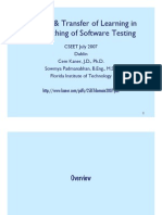 Practice & Transfer of Learning in Practice & Transfer of Learning in The Teaching of Software Testing