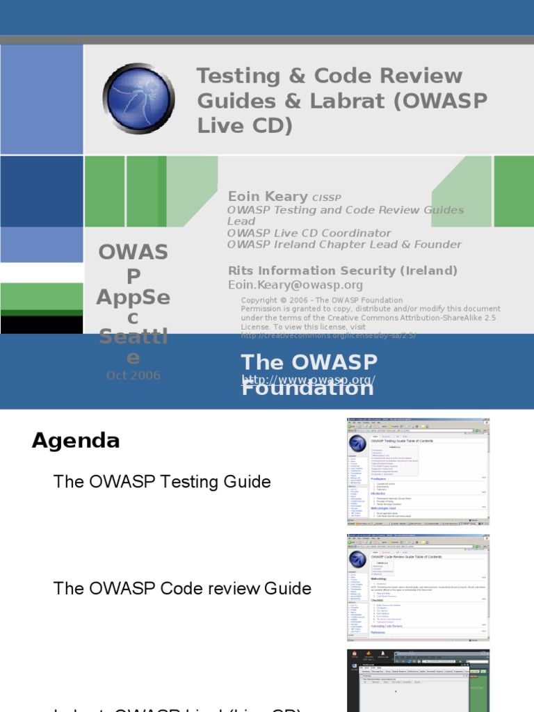 Testing & Code Review Guides & Labrat (OWASP Live CD) | PDF